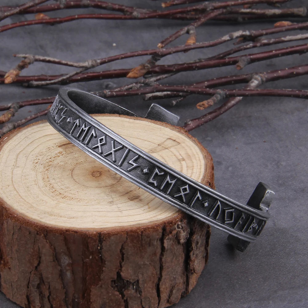 Dropshipping 1pc Men&#39;s Handmade Nordic Rune Bangle Viking 3 color Alloy men bangle