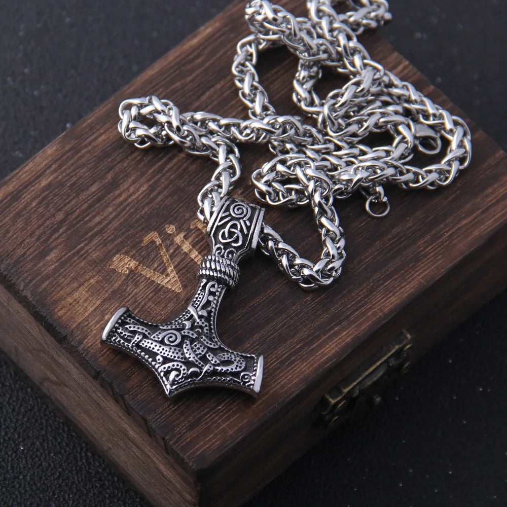 Never Fade thor's hammer mjolnir pendant necklace viking scandinavian norse viking necklace Men Stainless Steel gift