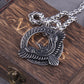 Never Fade viking Triple Horn of Odin raven Huginn and Muninn amulet Stainless steel rune pendant necklace with wooden box