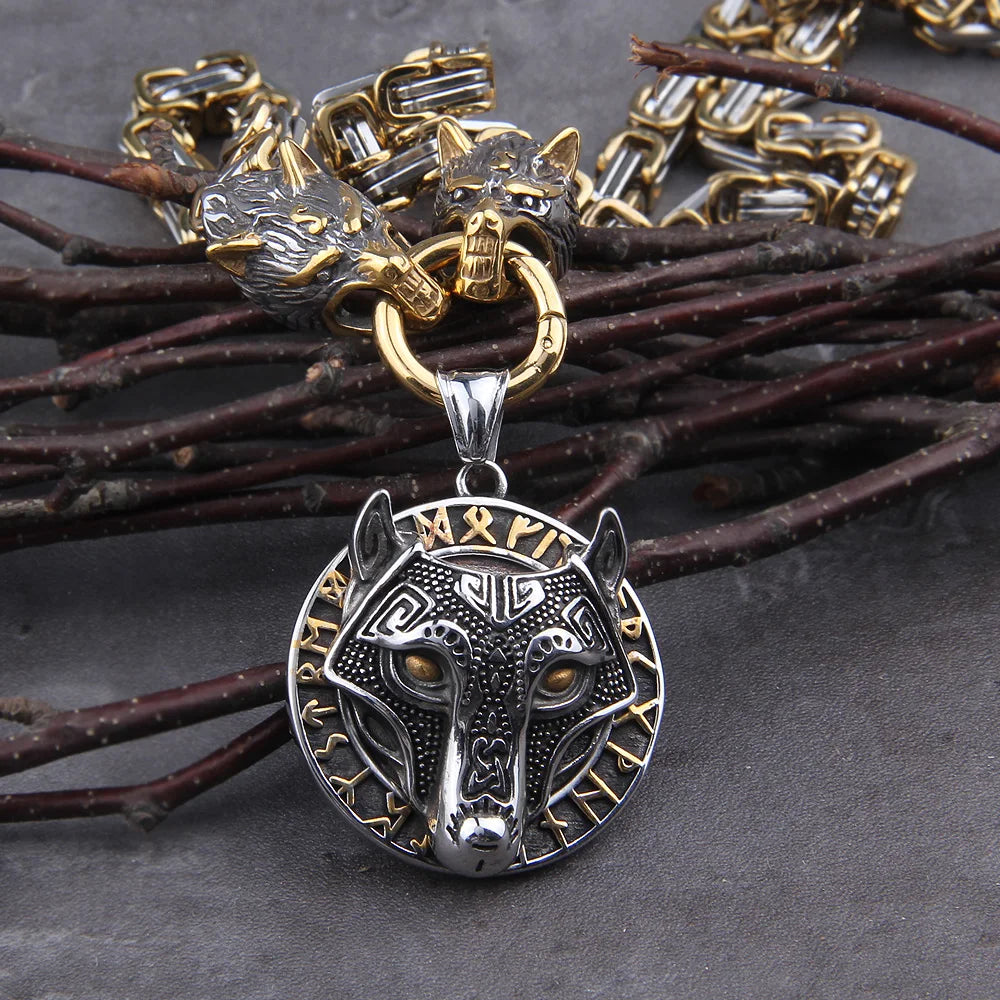 Fenrir King's Chain Wolf Necklace Viking Wolf Necklace Wolf of Ragnarok Norse Knotwork Fenrir Viking Rune Pendant Necklace