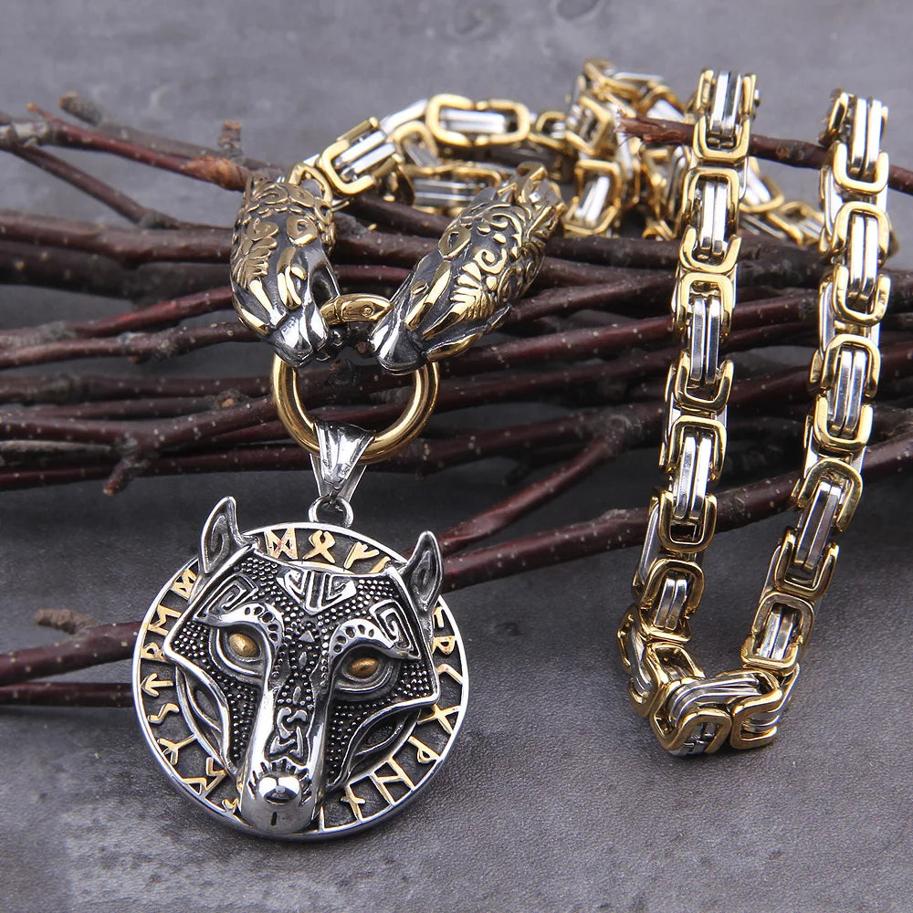 Fenrir King's Chain Wolf Necklace Viking Wolf Necklace Wolf of Ragnarok Norse Knotwork Fenrir Viking Rune Pendant Necklace