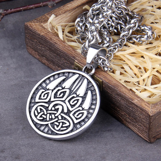 Dropshipping 316L stainless steel Classic Animal Bear Claw Men&#39;s Pendant Necklace Viking Bear Amulet Fashion Jewelry