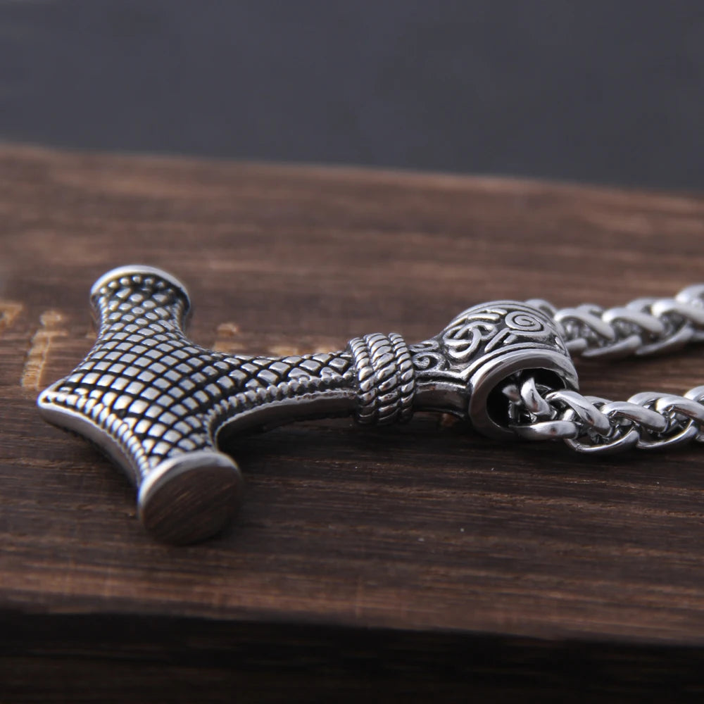 Never Fade thor's hammer mjolnir pendant necklace viking scandinavian norse viking necklace Men Stainless Steel gift