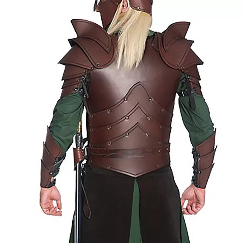 Halloween Leather Pauldrons Medieval Double Shoulder Armor Spaulders Elf Archer Knight Cosplay Costume Larp Props For Women Men