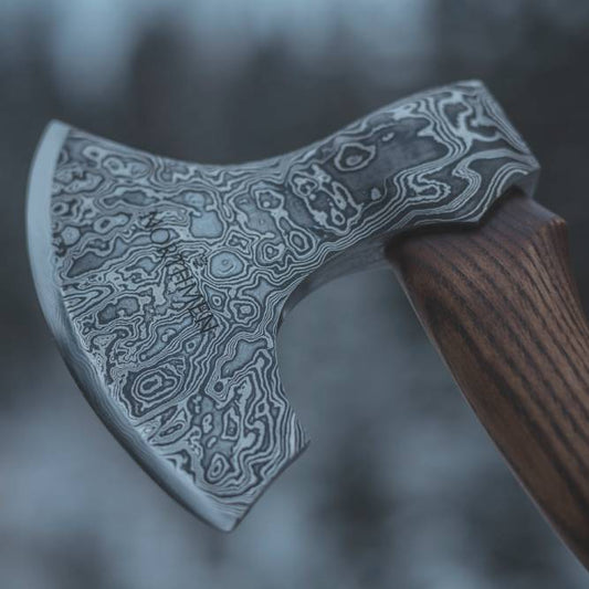 Hand Forged Damascus Viking Axe