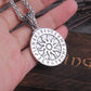 Stainless Steel Nordic Rune and Magic pentagram pendant necklace with viking wooden box as gift