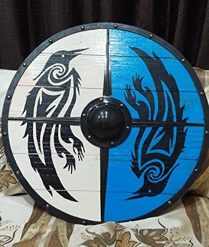 Eivor Valhalla Raven Authentic Viking Shield, 24" / 30"