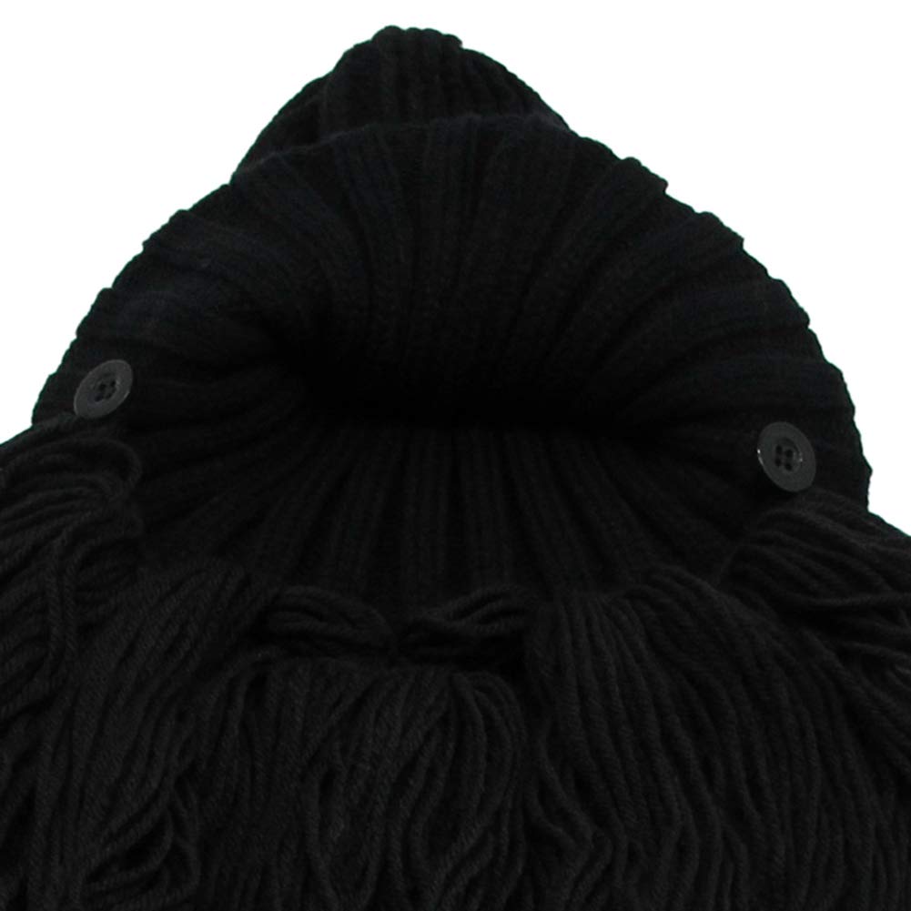 MerryJuly Men's Head Barbarian Vagabond Beanie Original Foldaway Beard Hats Viking Horns Bearded Caps One Size Viking Horns&brown Beard