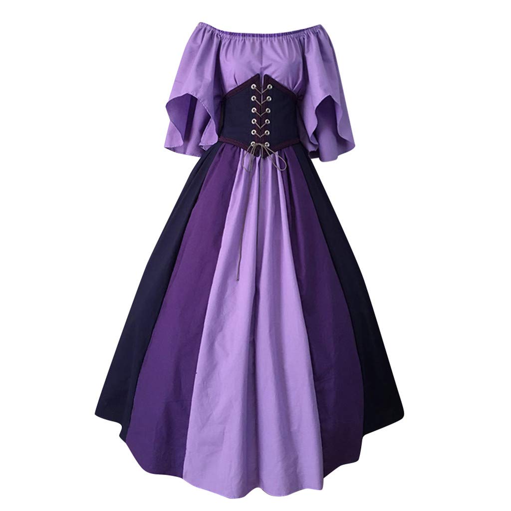 Khaki Women's Medieval Victorian Ball Gown Dress with Puff Sleeves