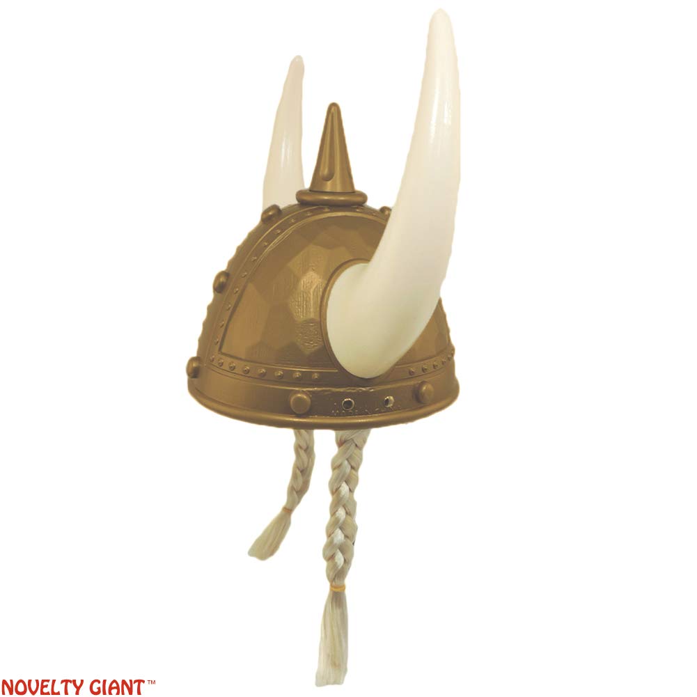 Adult Plastic Gold Norse Viking Helmet with Blonde Braids