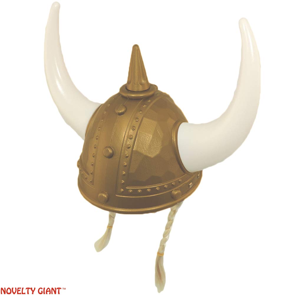 Adult Plastic Gold Norse Viking Helmet with Blonde Braids
