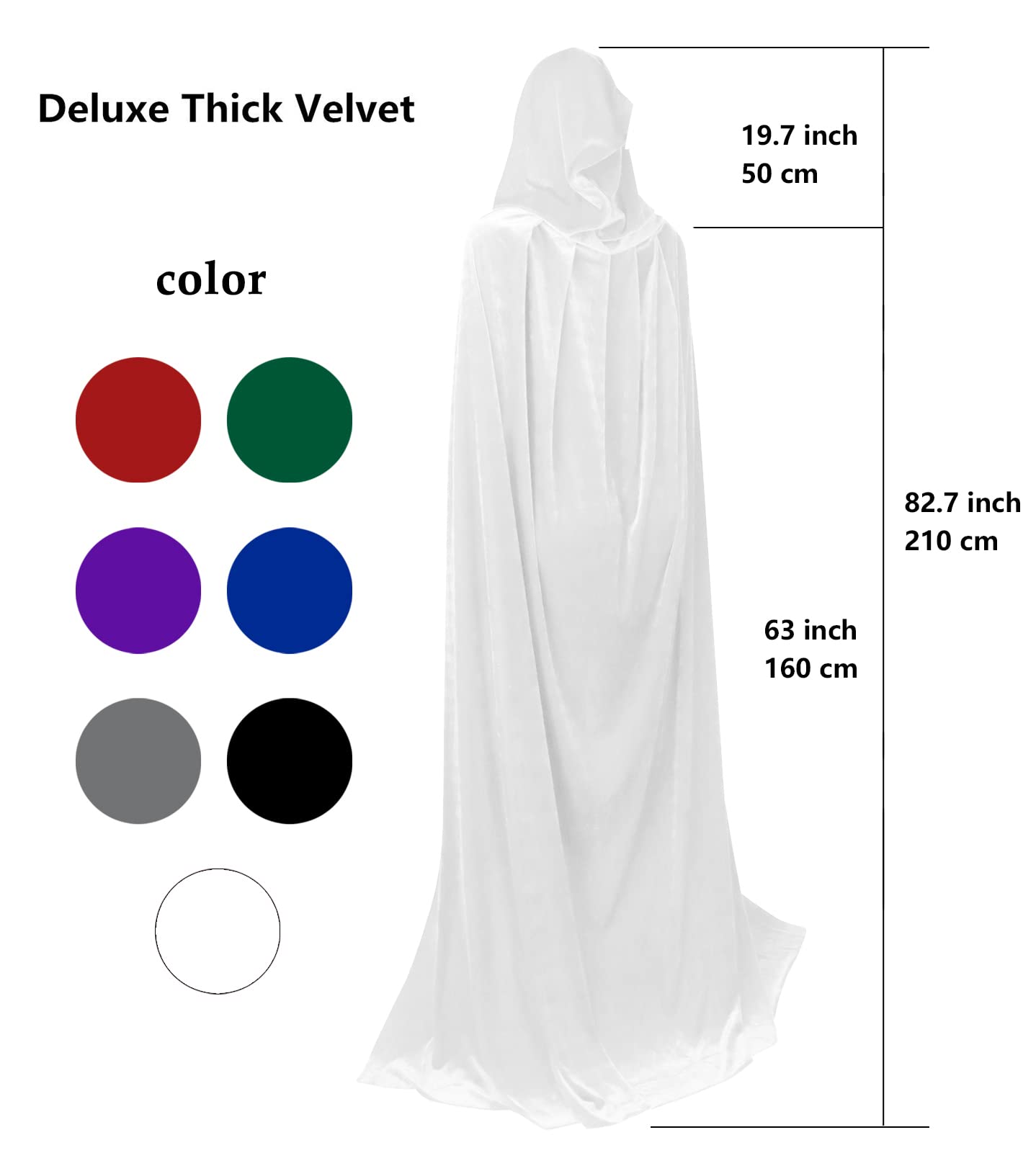 HOMELEX Black Witch Velvet Cloak Halloween Maleficent Hooded Cape Queen King Robe Outfit Renaissance Medieval Costume Green