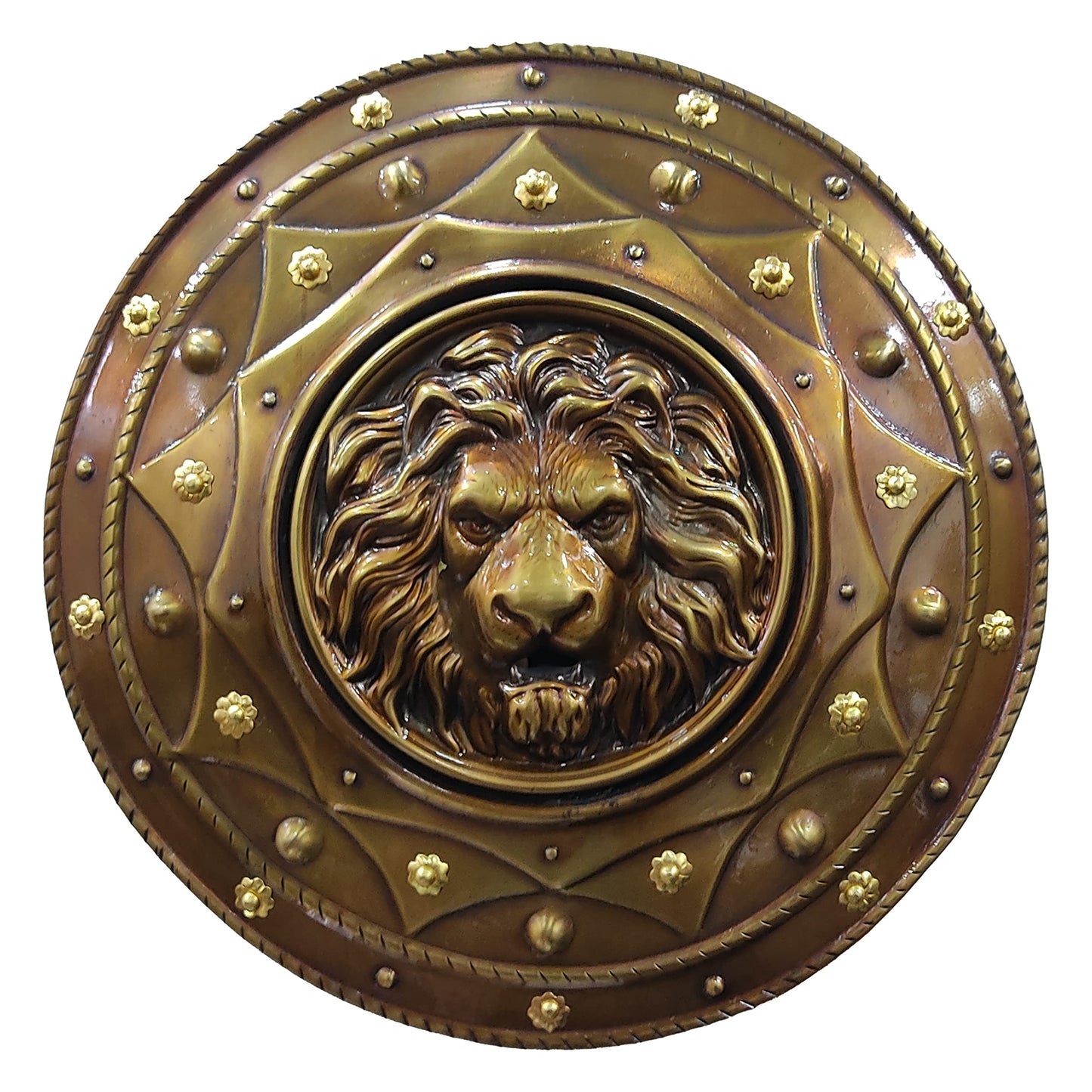 Medieval Warrior Royal Lion Stamped Circular Shield Face,  22"