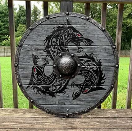 Gray Fenrir the Dread Wolf Plank Shield 24''