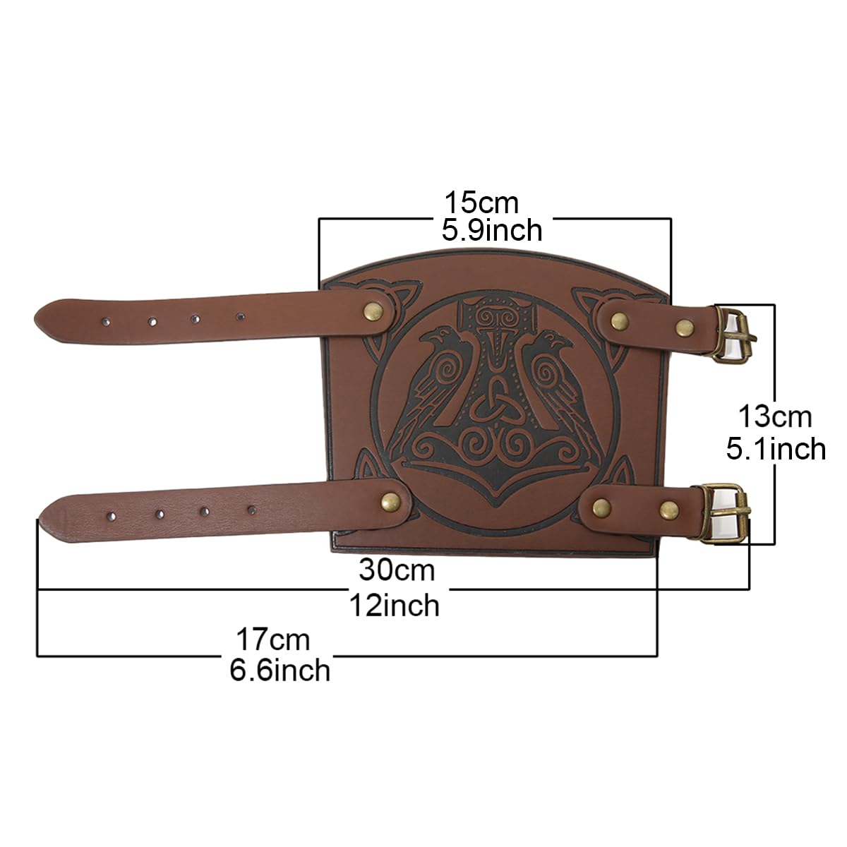 JAOYU Leather Bracer Medieval Vambrace Wrist Armor Arm Cuff Viking Arm Guard Leather Gauntlet Wristband LARP Accessories 2PCS Jyph060-brown