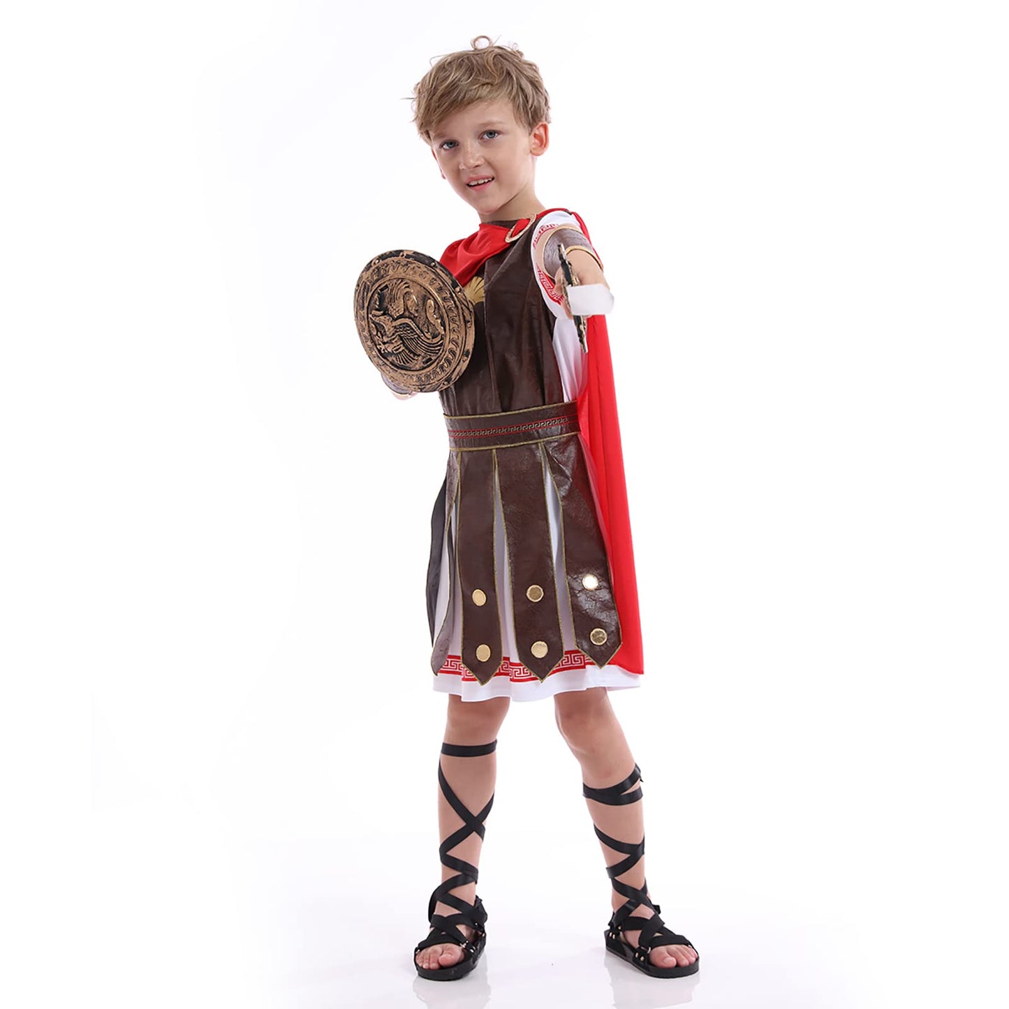 Funivals Boys Costume for Halloween Carnival，Boy Suit Role Play with Accessories Medium Viking Warrior