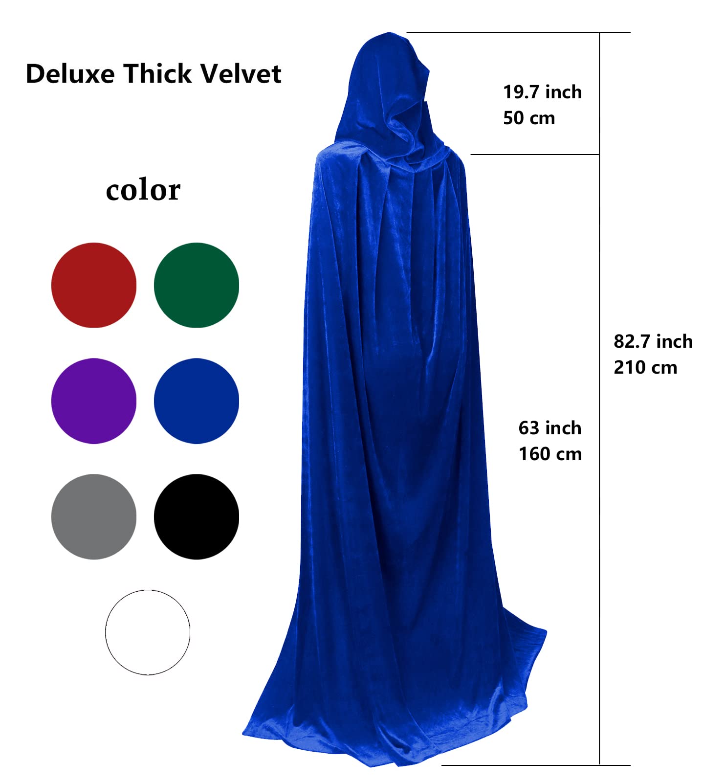 HOMELEX Black Witch Velvet Cloak Halloween Maleficent Hooded Cape Queen King Robe Outfit Renaissance Medieval Costume Green