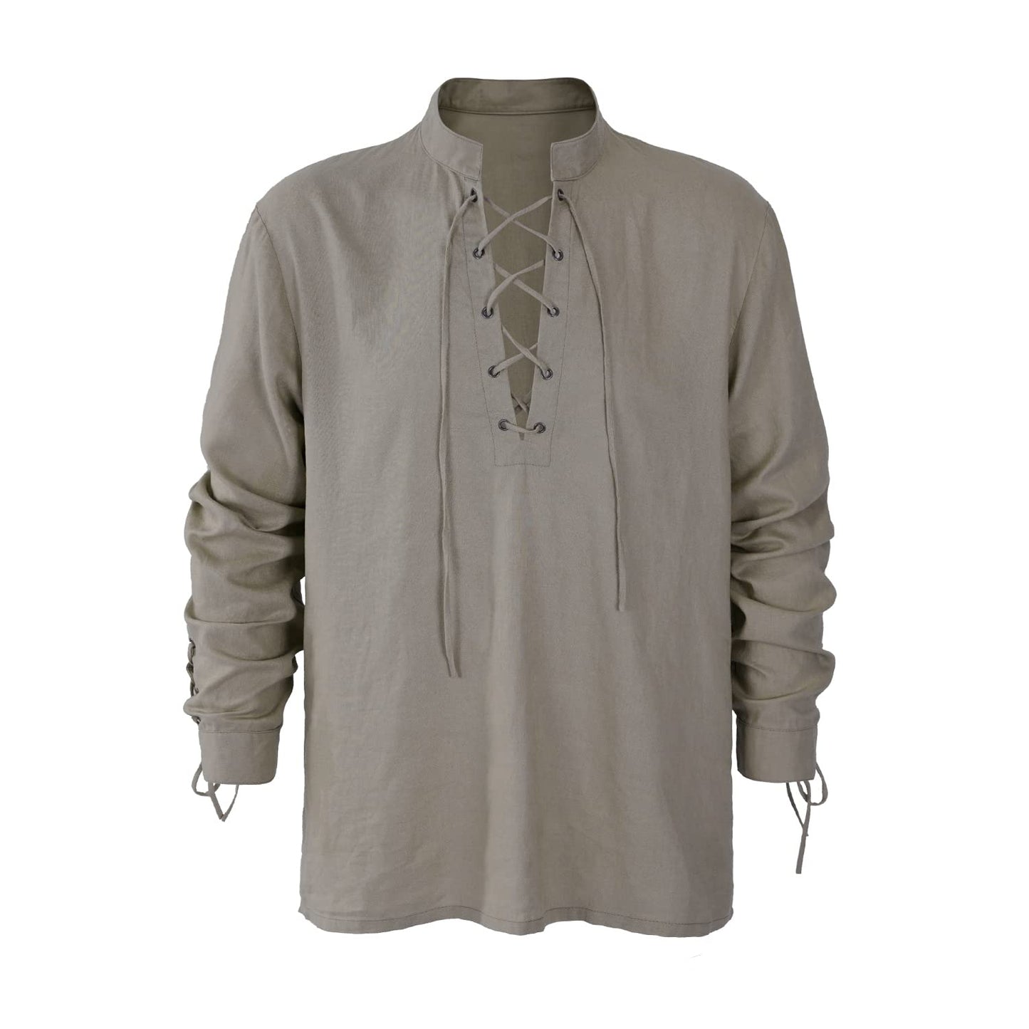 Men's Renaissance Shirt Pirate Medieval Viking top Linen Long Sleeved Halloween Costume X-Large Z2826ye