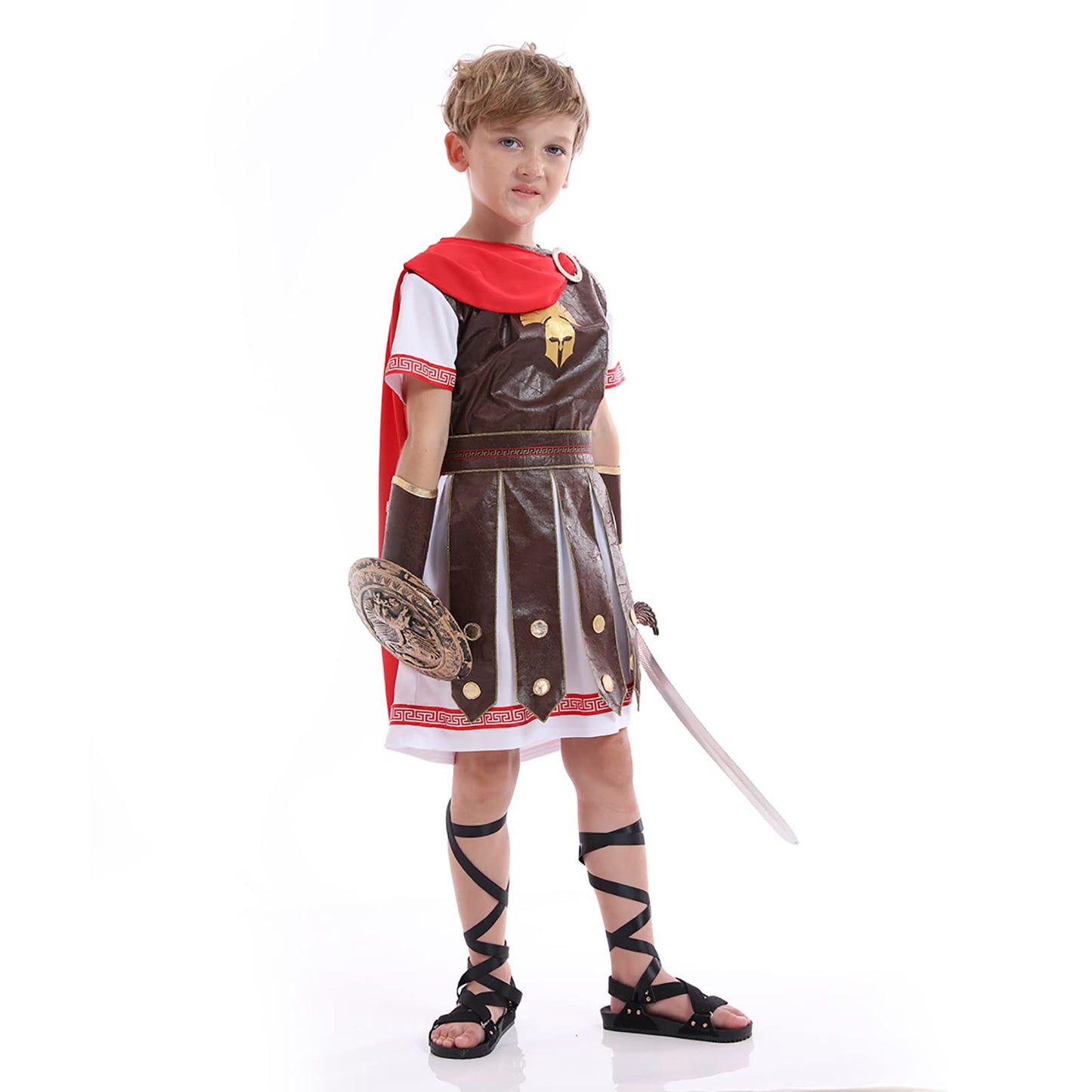 Funivals Boys Costume for Halloween Carnival，Boy Suit Role Play with Accessories Medium Viking Warrior