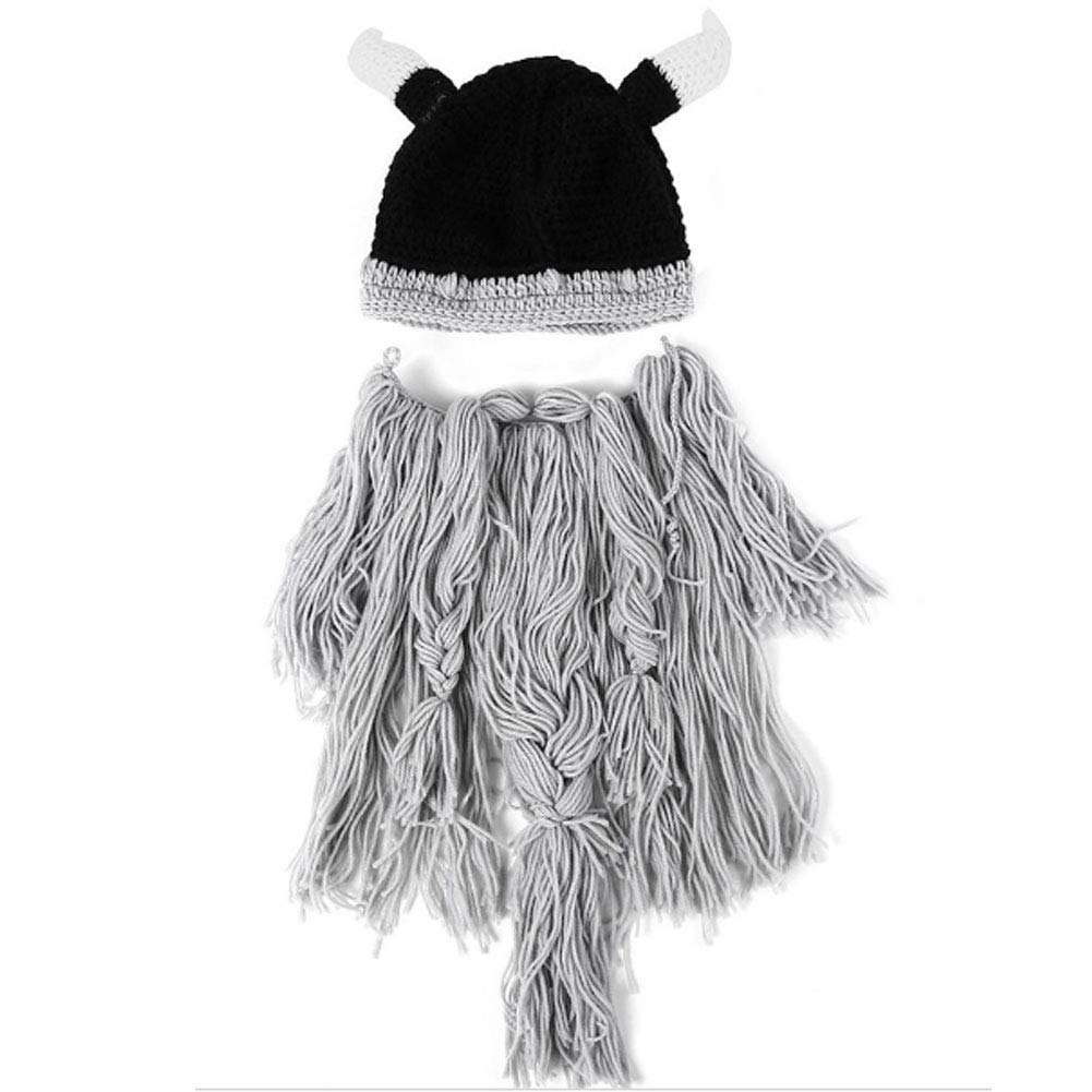 Creative Barbarian Knit Beard Hat Funny Knit Hat Wig Beanie Hat Beard Facemask V-brown