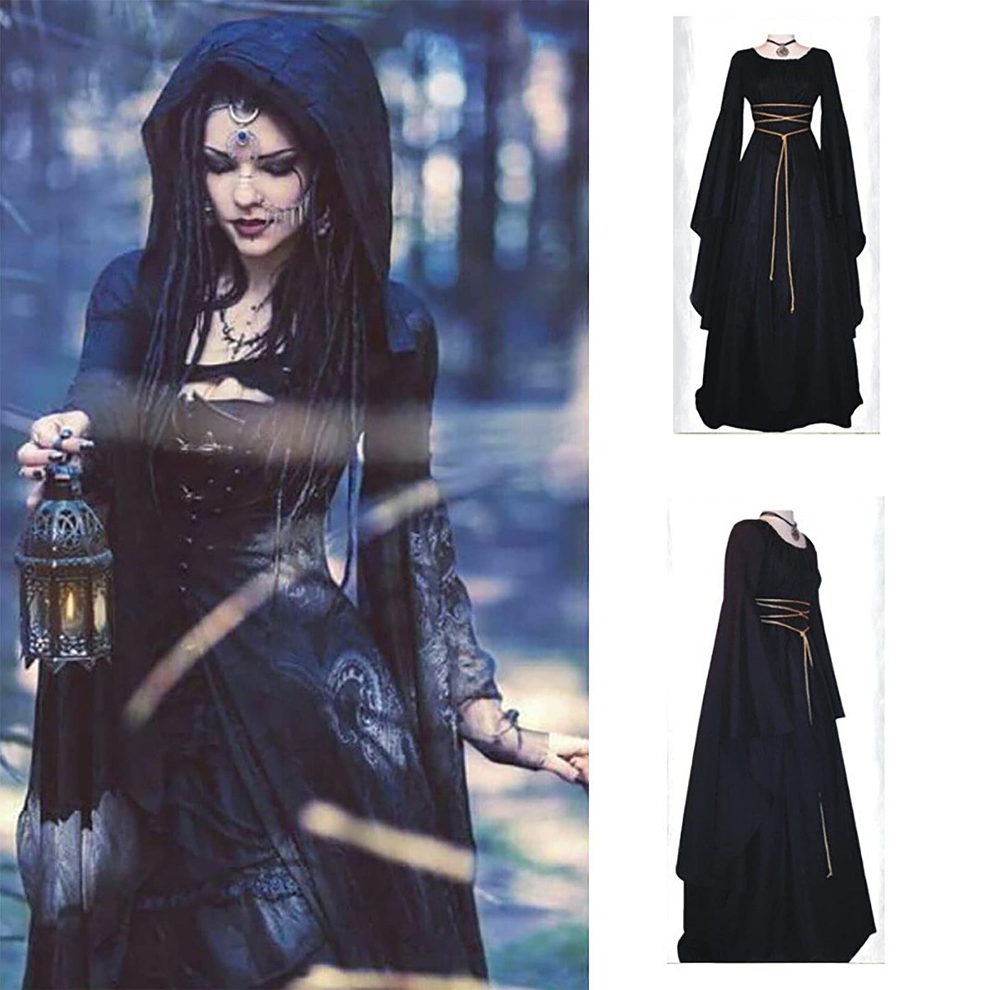 Wine Gothic Witch Medieval Wedding Dress Renaissance Dress for Women