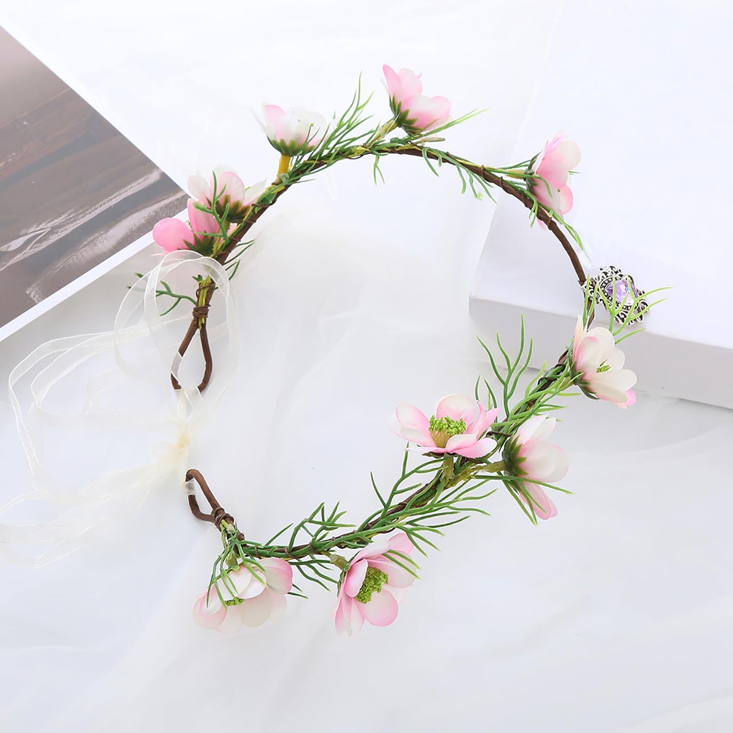 Vivivalue Floral Crown Girl Floral Headband Flower Headpiece Halo Wedding Party Photos I