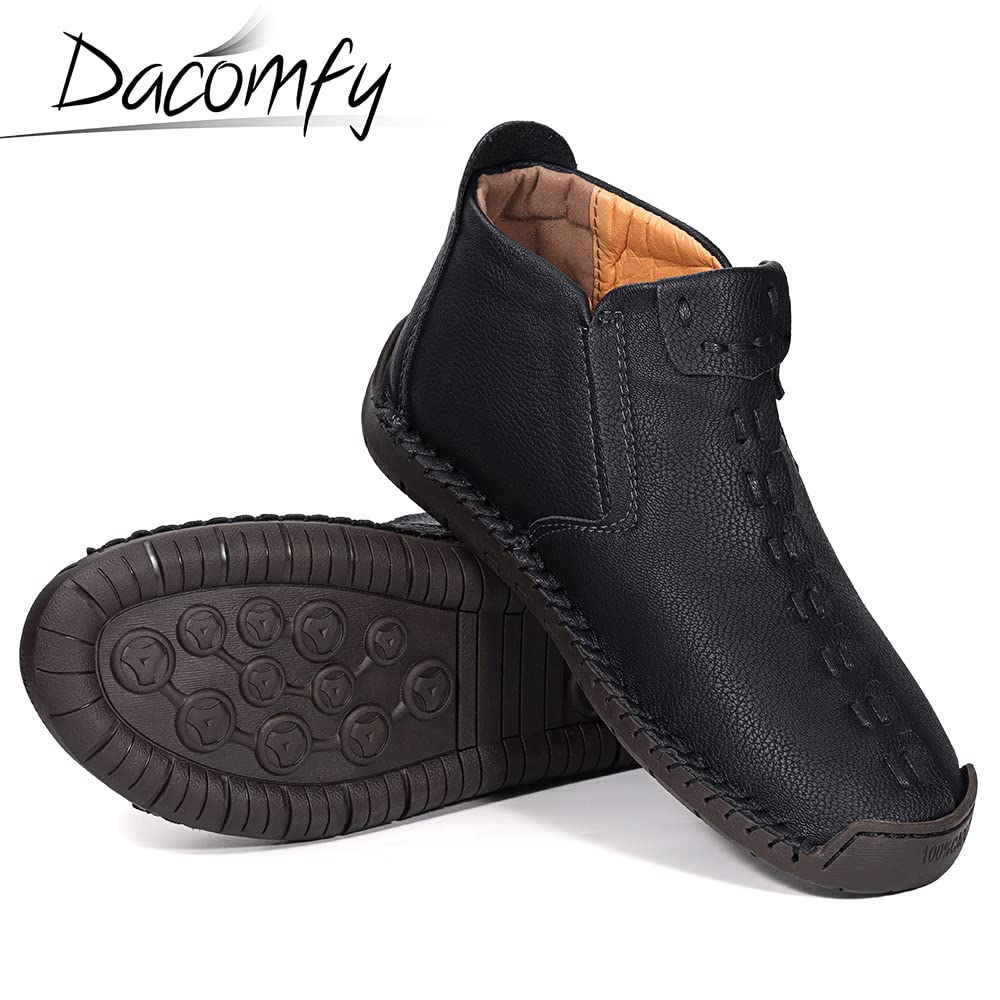 Dacomfy Mens Boots, Medieval Boots Leather Renaissance Shoes Mens Loafers, Casual Shoes Slip On Shoes Side Zipper Black Brown Khaki Green 10