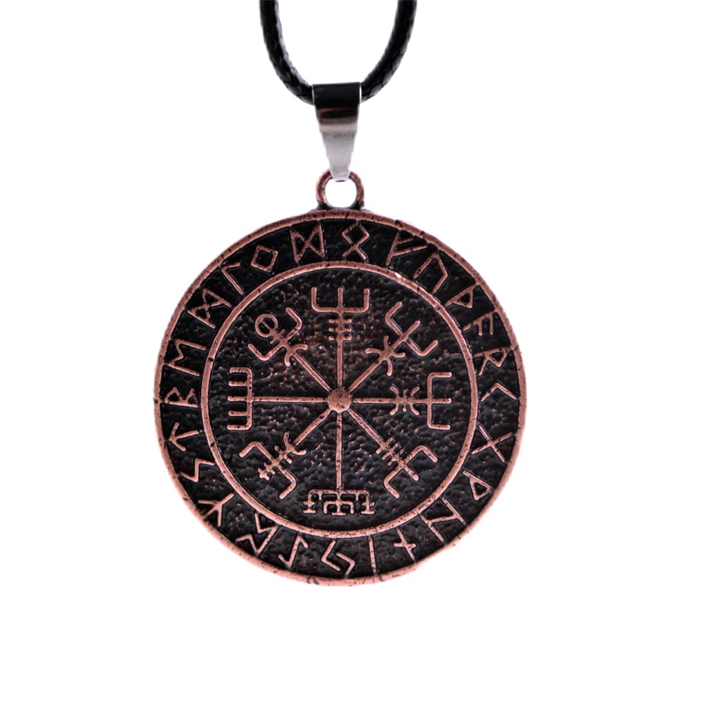 LANGHONG 1PCS Norse Viking Necklace For Men Compass Vegvisir Necklace Original Talisman Jewelry Antique Silver