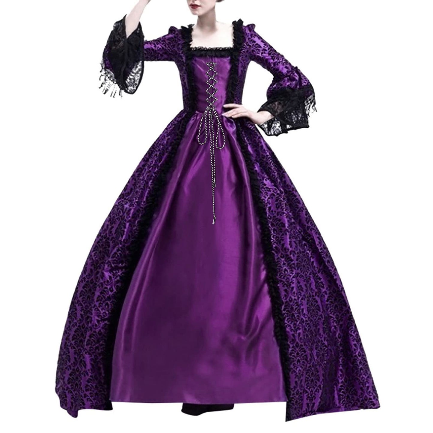 Wine Gothic Witch Medieval Wedding Dress Renaissance Dress for Women