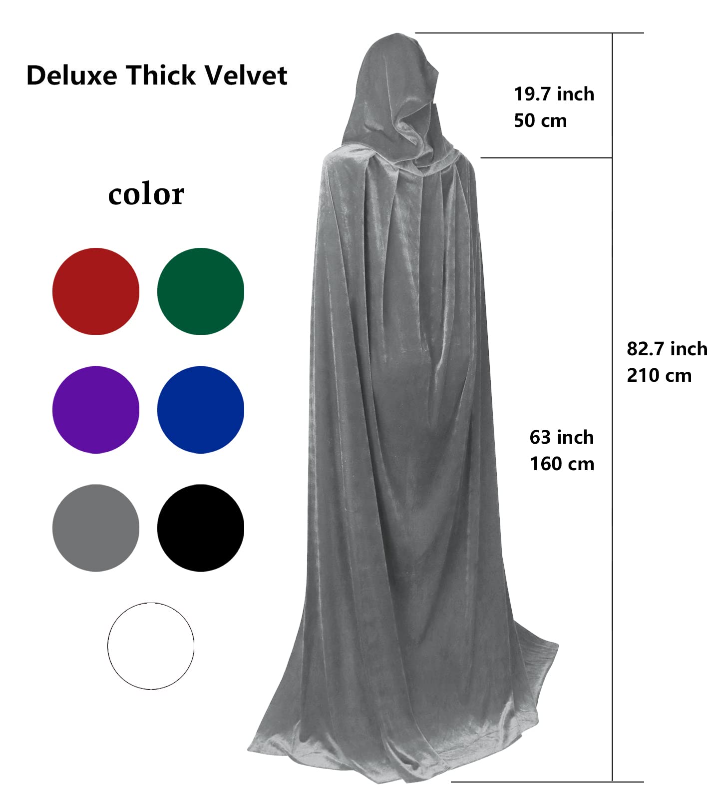 HOMELEX Black Witch Velvet Cloak Halloween Maleficent Hooded Cape Queen King Robe Outfit Renaissance Medieval Costume Green