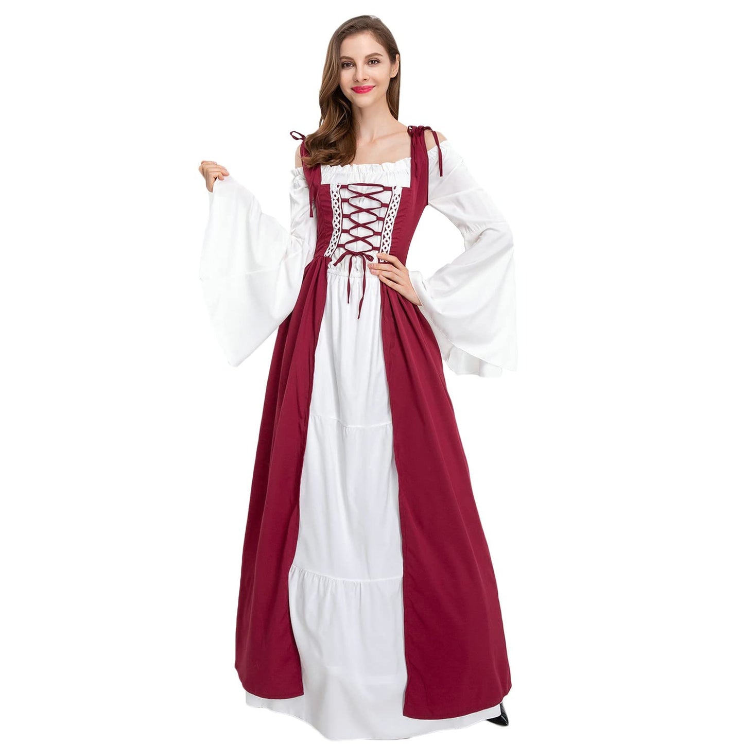 Wine Gothic Witch Medieval Wedding Dress Renaissance Dress for Women