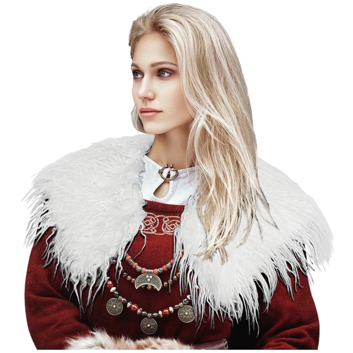 Viking Queen Faux Woolen Fur Collar Shoulder Wrap