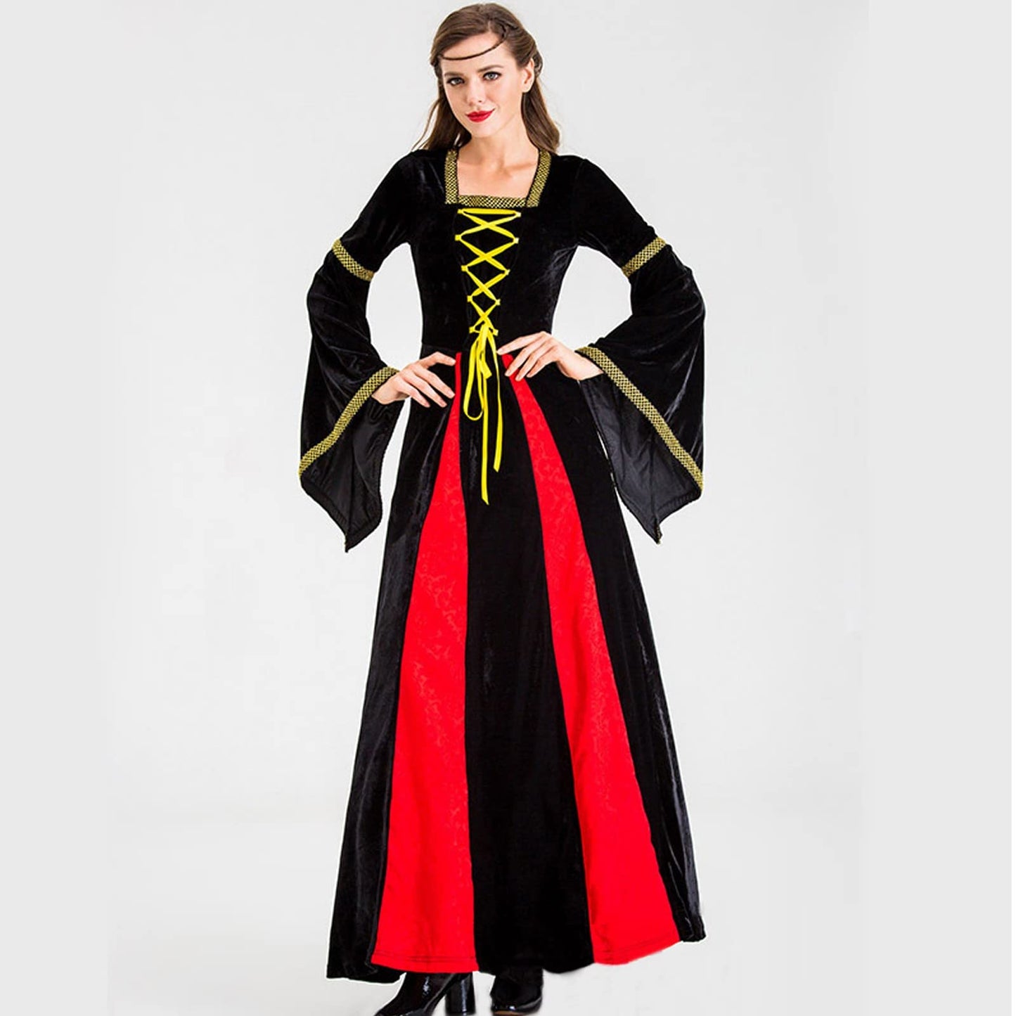 Wine Gothic Witch Medieval Wedding Dress Renaissance Dress for Women