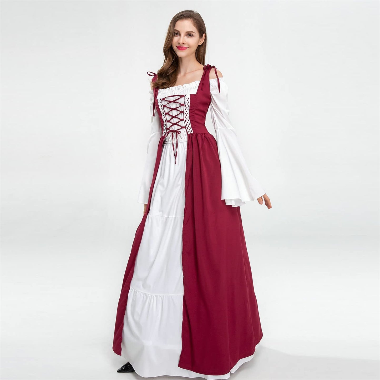 Wine Gothic Witch Medieval Wedding Dress Renaissance Dress for Women