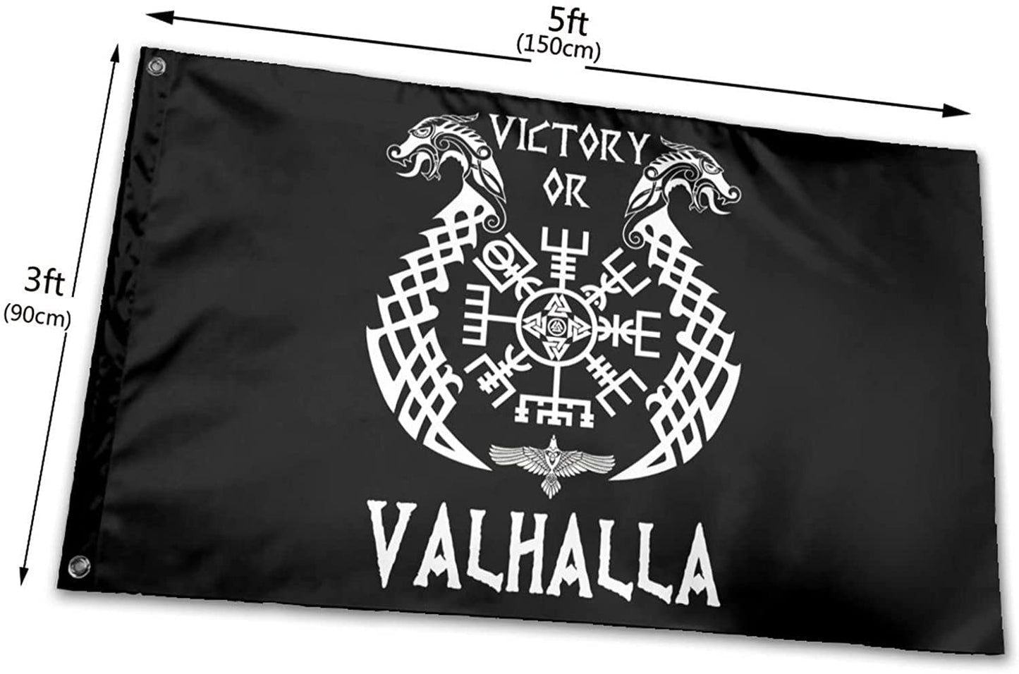 Back Design Victory or Valhalla Viking Flag for Outdoor Indoor Home House Decor Garden Flag Custom Polyester 3x5 Ft A15