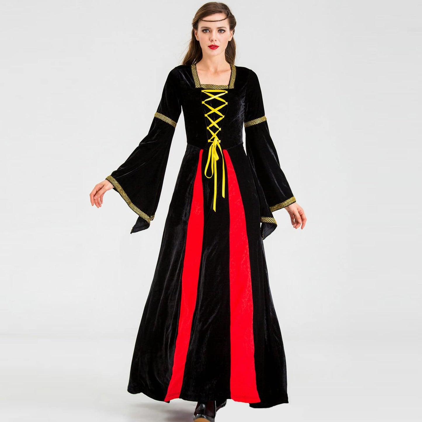 Wine Gothic Witch Medieval Wedding Dress Renaissance Dress for Women