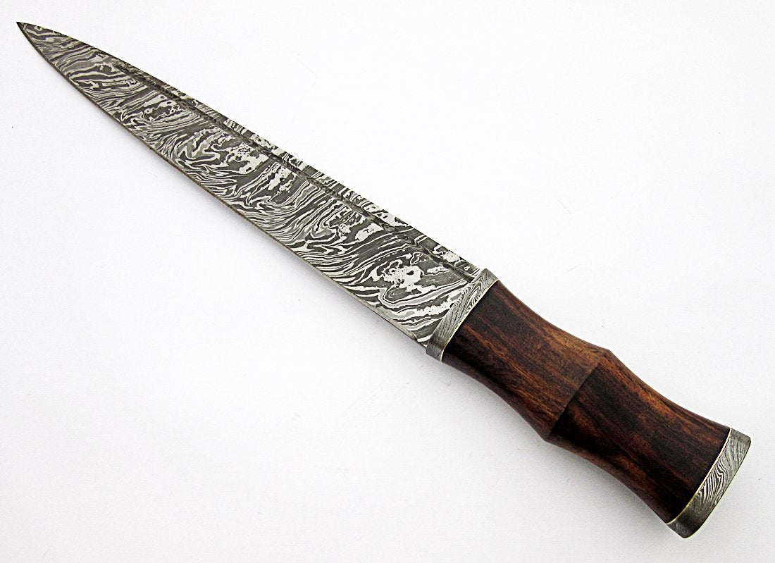 REG-2197 - Custom Handmade Damascus Steel 17 Inches Dirk Blade Knife - Perfect Grip Rose Wood Handle Scottish Dir