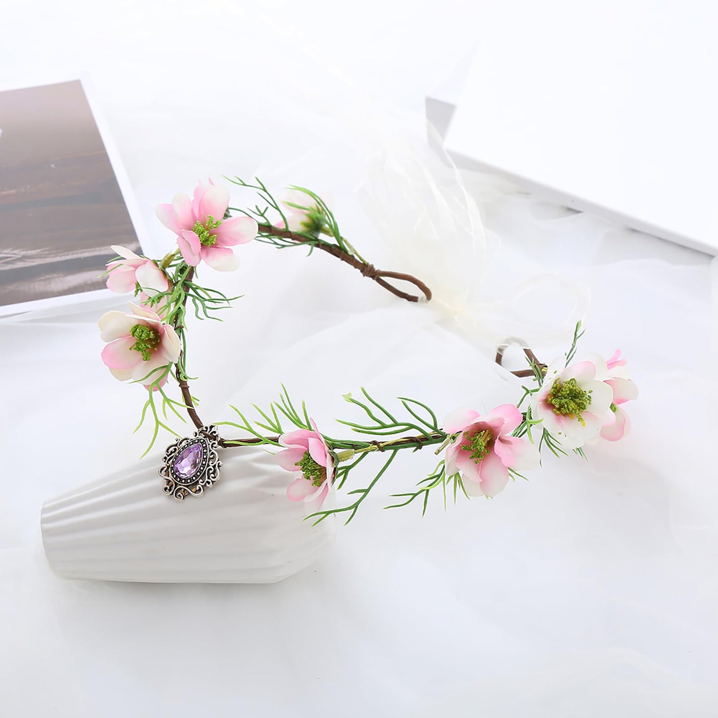 Vivivalue Floral Crown Girl Floral Headband Flower Headpiece Halo Wedding Party Photos I