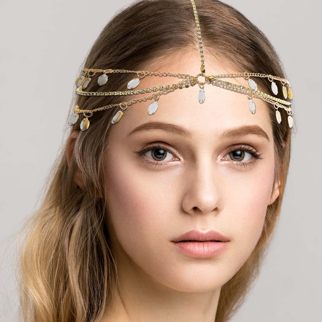 Campsis Gold Festival Sequins Head Chain Gyspy Headpiece Hair Accessories Jewelry for Women and Girls Style1