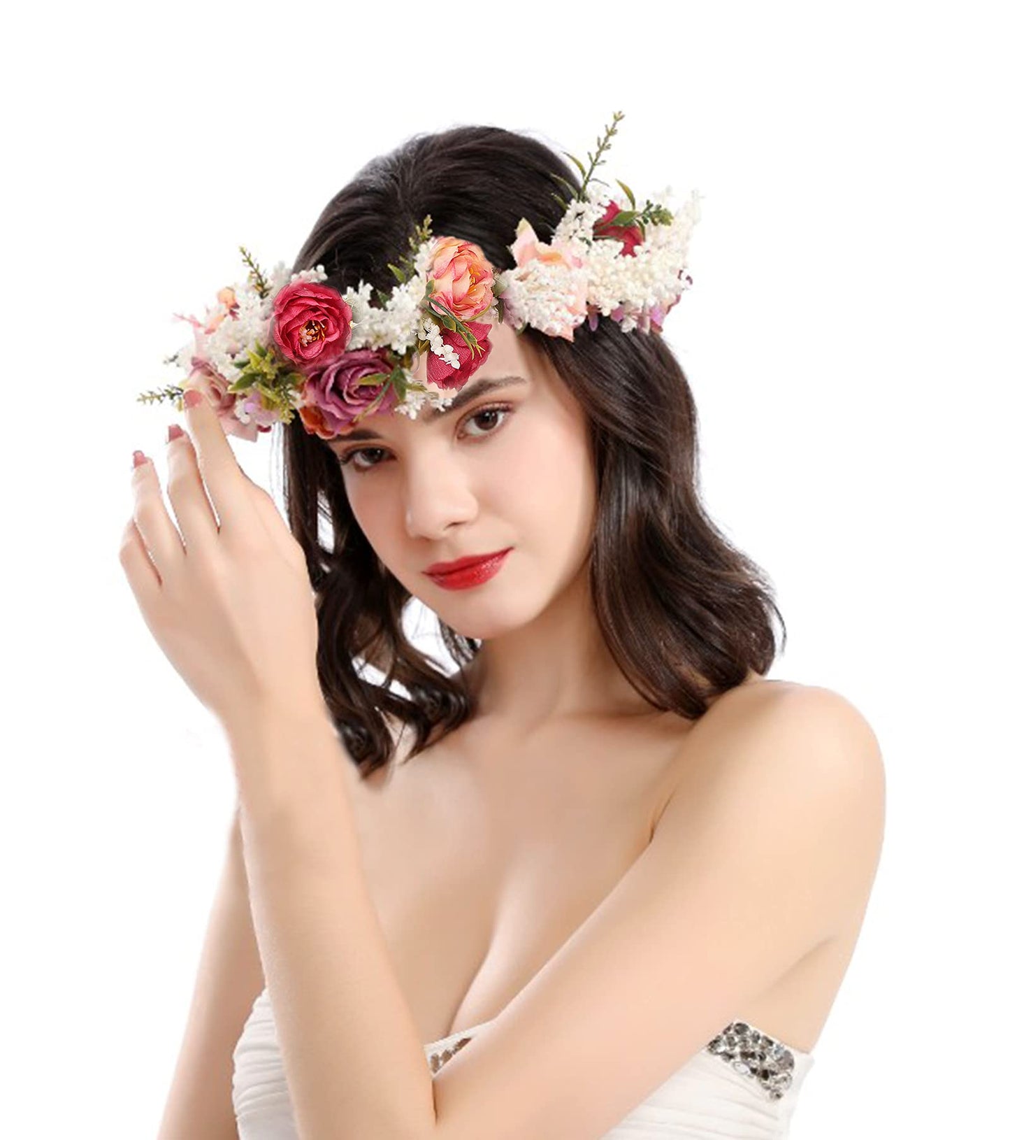 Vivivalue Floral Crown Girl Floral Headband Flower Headpiece Halo Wedding Party Photos I