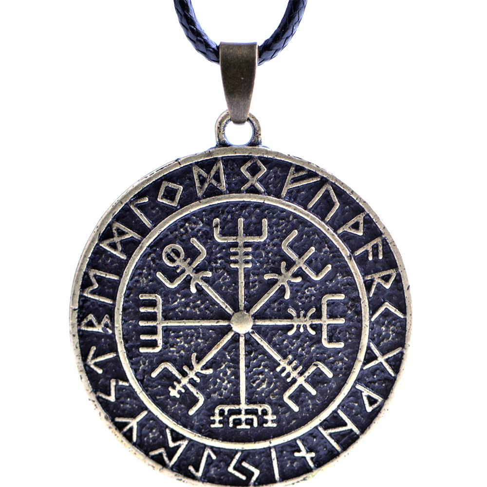 LANGHONG 1PCS Norse Viking Necklace For Men Compass Vegvisir Necklace Original Talisman Jewelry Antique Silver