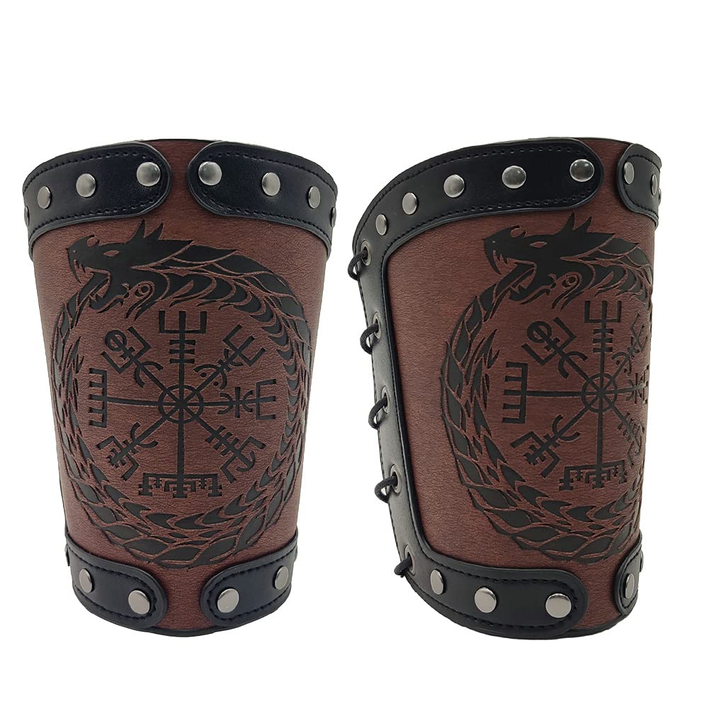 Jeilwiy Viking Bracers Medieval Leather Bracers