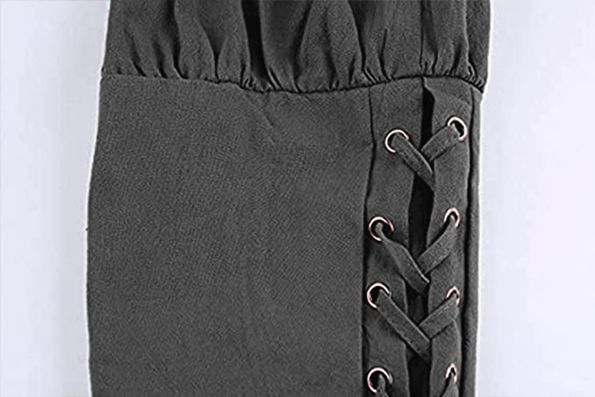 Men's Ankle Banded Pants Medieval Viking Navigator Pirate Costume Trousers Renaissance Gothic Pants Large Black-short