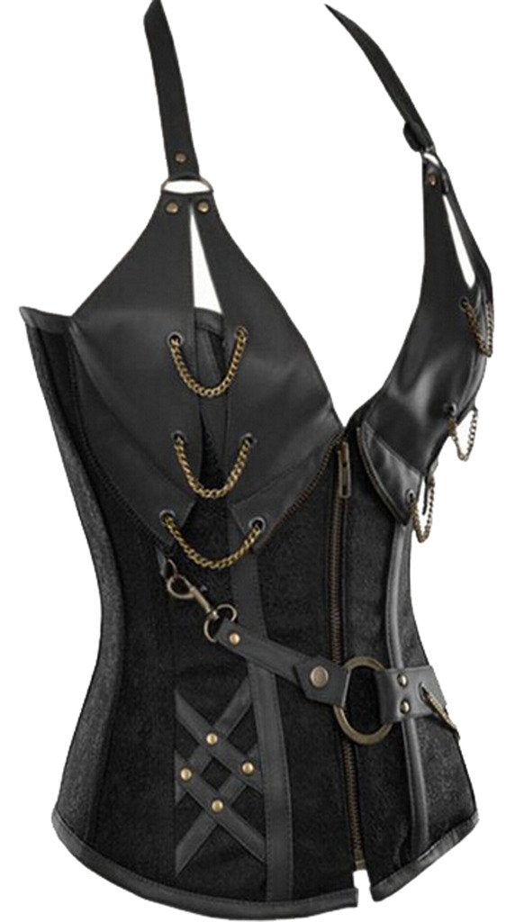 Alivila.Y Fashion Womens Steel Boned Retro Goth Steampunk Corset Small Coffee