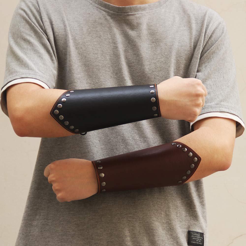 Leather Gauntlet Wristband Medieval Archery Bracers