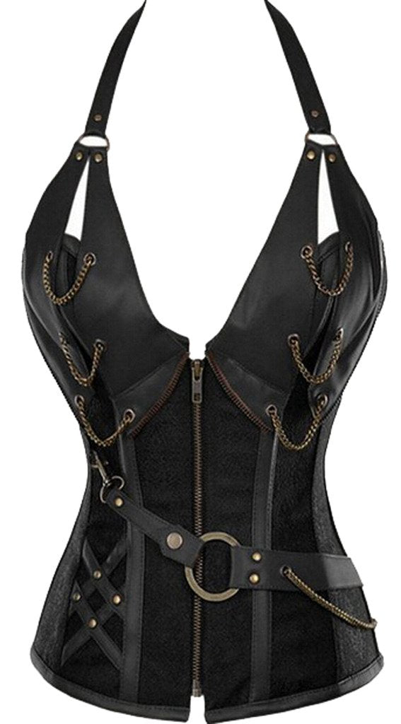 Alivila.Y Fashion Womens Steel Boned Retro Goth Steampunk Corset Small Coffee