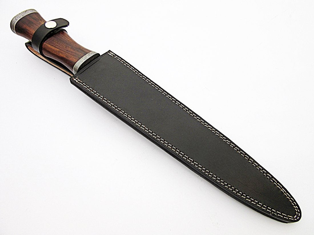 REG-2197 - Custom Handmade Damascus Steel 17 Inches Dirk Blade Knife - Perfect Grip Rose Wood Handle Scottish Dir