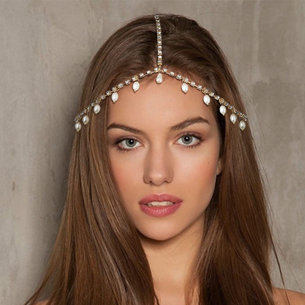 Campsis Gold Festival Sequins Head Chain Gyspy Headpiece Hair Accessories Jewelry for Women and Girls Style1