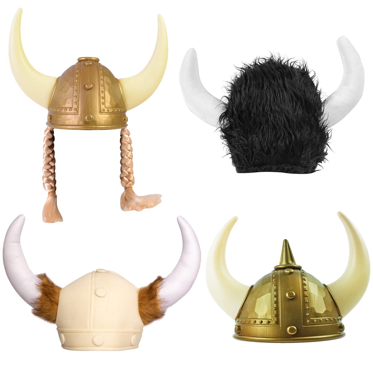 Funny Party Hats Costume Hats - Viking Helmet - 4 Pack Viking Hats - Viking Costumes - Vikings