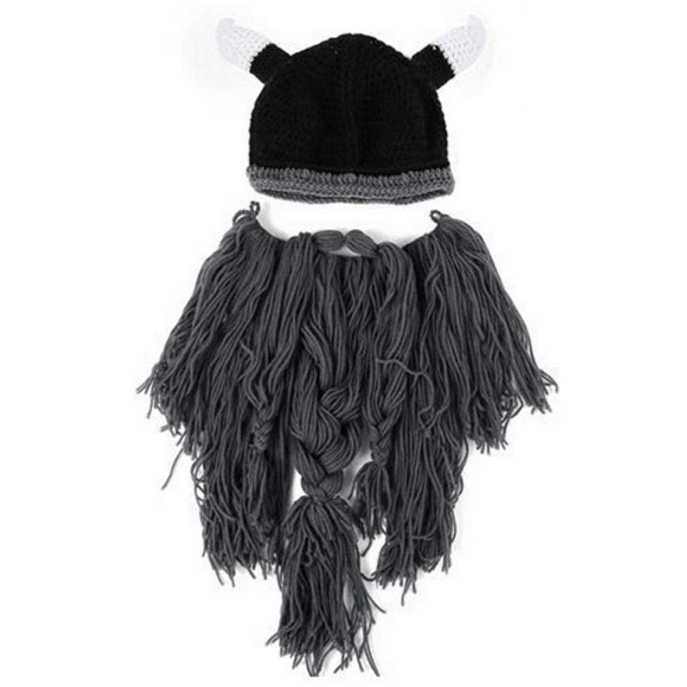 Creative Barbarian Knit Beard Hat Funny Knit Hat Wig Beanie Hat Beard Facemask V-brown